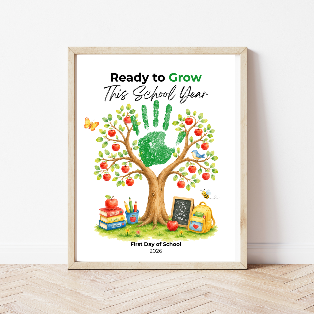 Ready to Grow This School Year Handprint Craft Printable, First Day of School Keepsake, Apple Tree Handprint Activity, Preschool Kindergarten PDF