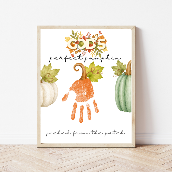 God’s Perfect Pumpkin Handprint Craft Printable | Christian Fall Keepsake | Pumpkin Handprint Activity for Kids | Preschool & Sunday School Craft