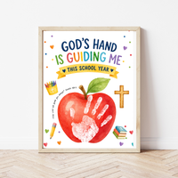 God's Hand Is Guiding Me This School Year Handprint Craft Printable | Christian First Day of School Keepsake