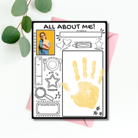 All About Me Handprint Craft Printable | Back to School Keepsake Activity | First Day of School Worksheet | Preschool Kindergarten Memory Page