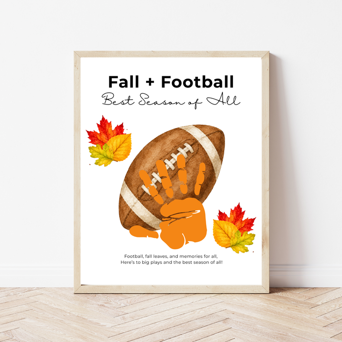 Fall Football Handprint Craft Printable | Fall + Football Best Season of All | Football Keepsake for Kids | Preschool & Classroom Activity