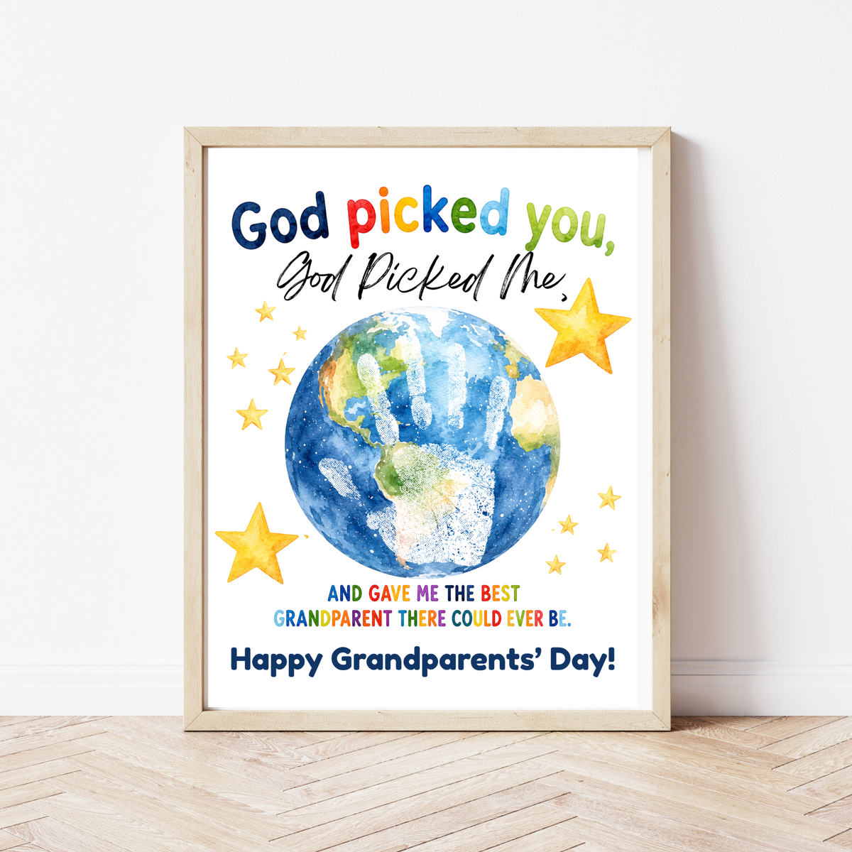 God Picked You, God Picked Me Grandparents Day Handprint Craft Printable | Christian Grandparent Gift | Faith-Based Keepsake PDF