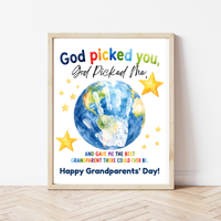God Picked You, God Picked Me Grandparents Day Handprint Craft Printable | Christian Grandparent Gift | Faith-Based Keepsake PDF