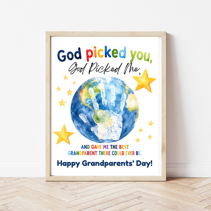 God Picked You, God Picked Me Grandparents Day Handprint Craft Printable | Christian Grandparent Gift | Faith-Based Keepsake PDF