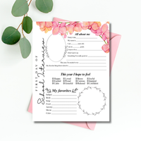First Day of School Interview Printable | Pink Floral All About Me Worksheet | Back to School Keepsake | Student Memory Page for Girls