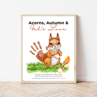 Christian Fall Squirrel Handprint Craft Printable | Acorns Autumn & God’s Love | Bible Fall Activity for Kids | 1 John 3:1 Keepsake