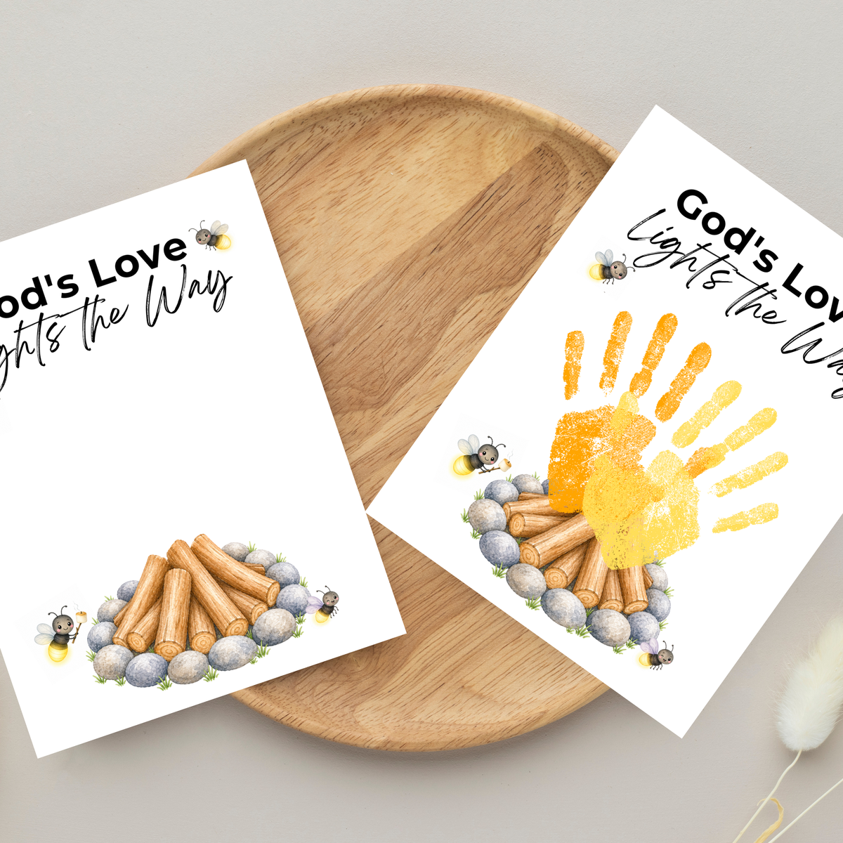 Christian Campfire Handprint Craft Printable | God's Love Lights the Way | Fall & Summer Camp Keepsake | VBS Church Craft for Kids