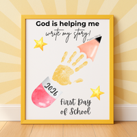 Editable Christian First Day of School Printable | Personalized Back to School Handprint Poster | Psalm 139:16 Classroom Decor | Canva Template