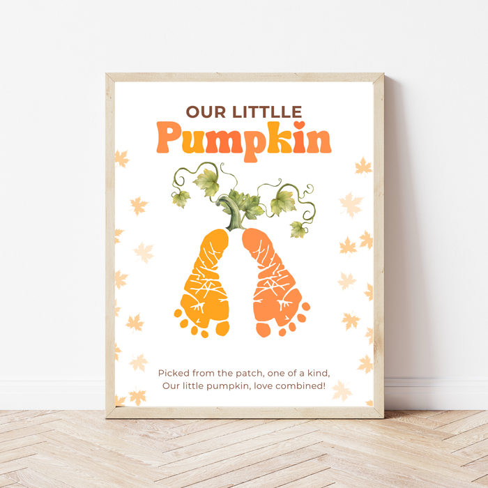 Pumpkin Handprint & Footprint Craft Printable | Our Little Pumpkin Keepsake | Fall Baby Handprint Craft | Preschool Autumn Activity | Digital Download