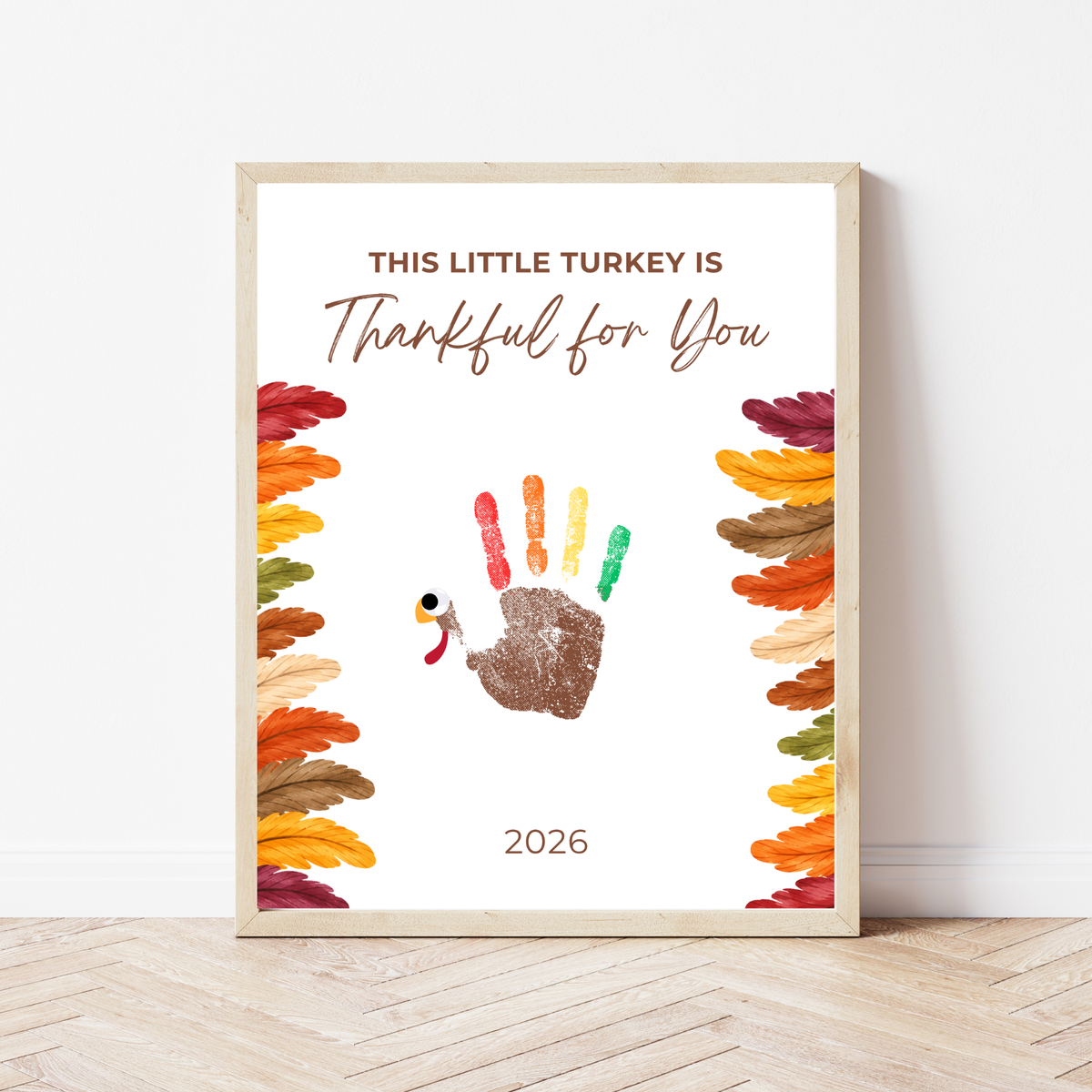 This Little Turkey Is Thankful for You Handprint Craft Printable, Thanksgiving Turkey Keepsake, Fall Handprint Activity for Kids, Preschool Kindergarten PDF