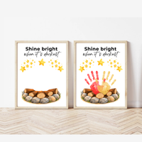 Campfire Handprint Craft Printable | Shine Bright When It's Darkest | Fall Campfire Keepsake | Halloween Thanksgiving Preschool Activity