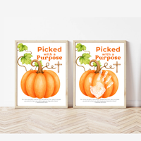 Picked with a Purpose Pumpkin Handprint Craft Printable, Christian Pumpkin Keepsake, Baby's First Fall, Faith-Based Autumn Activity