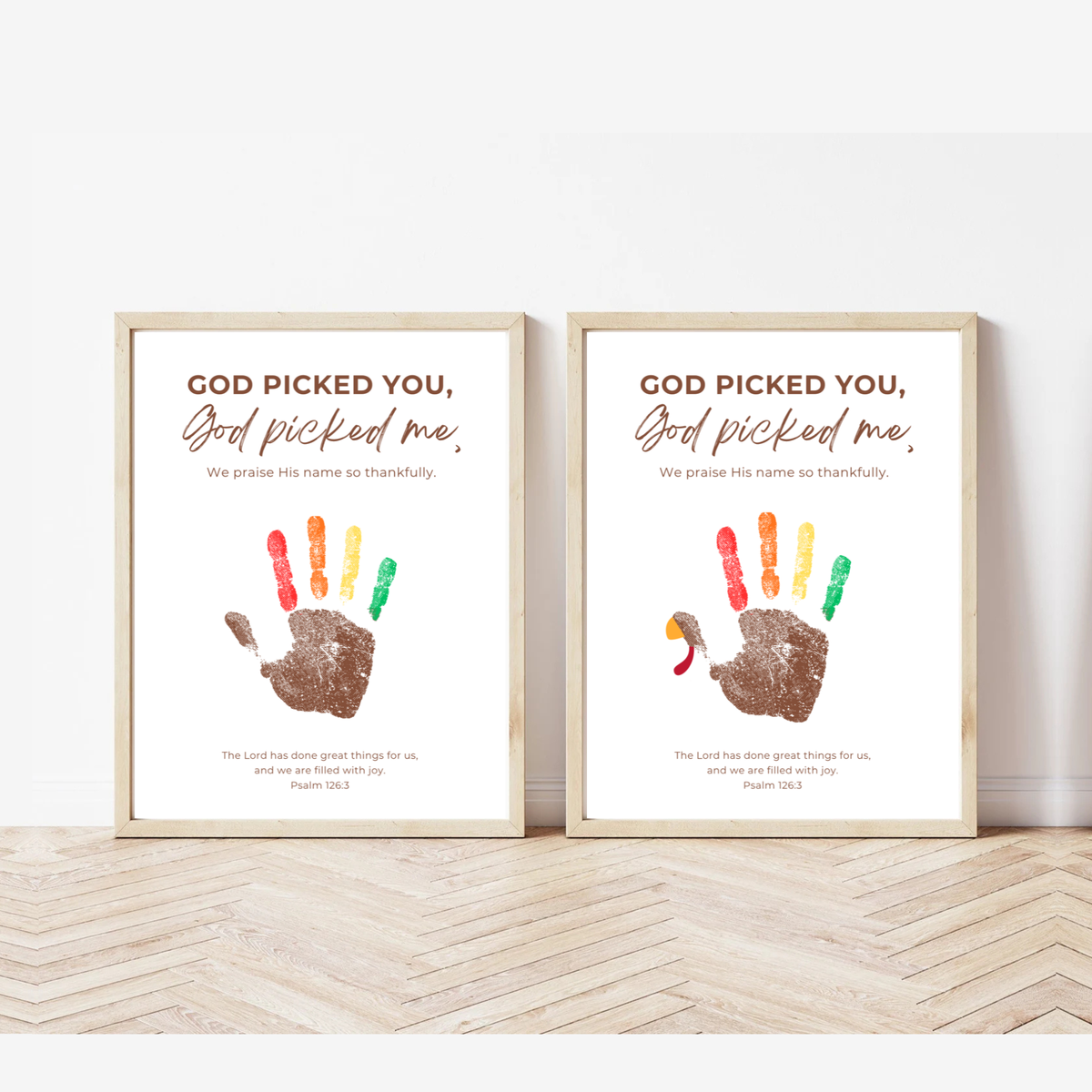 Christian Thanksgiving Turkey Handprint Craft Printable | God Picked You God Picked Me | Thanksgiving Bible Craft for Kids | Sunday School Activity