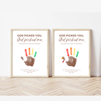 Christian Thanksgiving Turkey Handprint Craft Printable | God Picked You God Picked Me | Thanksgiving Bible Craft for Kids | Sunday School Activity