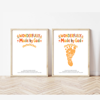 Christian Pie Footprint Craft Printable, Wonderfully Made by God Keepsake, Baby Footprint Art, Fall Thanksgiving Activity, Psalm 139:14 PDF