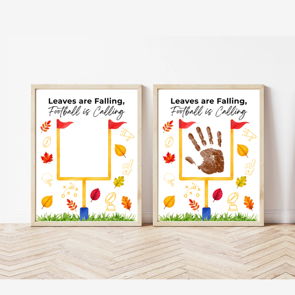 Football Handprint Craft Printable | Leaves Are Falling Football Is Calling | Fall Football Keepsake Activity for Kids | Preschool Printable
