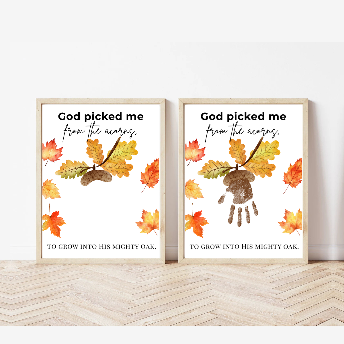 God Picked Me from the Acorns Handprint Craft Printable, Christian Fall Handprint Keepsake, Baby's First Fall, Preschool Autumn Activity