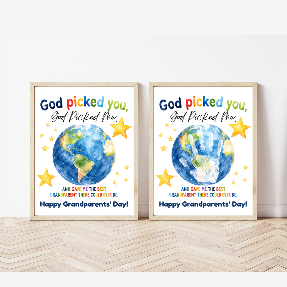 God Picked You, God Picked Me Grandparents Day Handprint Craft Printable | Christian Grandparent Gift | Faith-Based Keepsake PDF