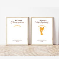 My First Thanksgiving Footprint Craft Printable, Baby's First Thanksgiving Keepsake, Pumpkin Pie Footprint Art, Newborn Thanksgiving Printable PDF
