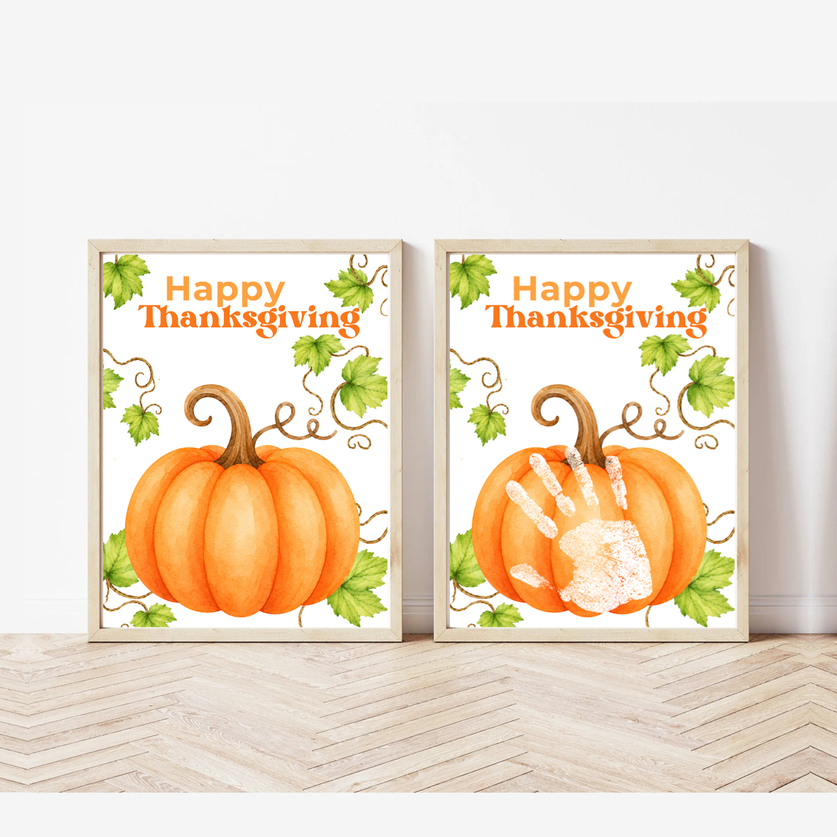 Happy Thanksgiving Pumpkin Handprint Craft Printable, Baby's First Thanksgiving Keepsake, Thanksgiving Handprint Activity, Preschool Fall Craft, Pumpkin Printable
