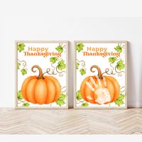 Happy Thanksgiving Pumpkin Handprint Craft Printable, Baby's First Thanksgiving Keepsake, Thanksgiving Handprint Activity, Preschool Fall Craft, Pumpkin Printable
