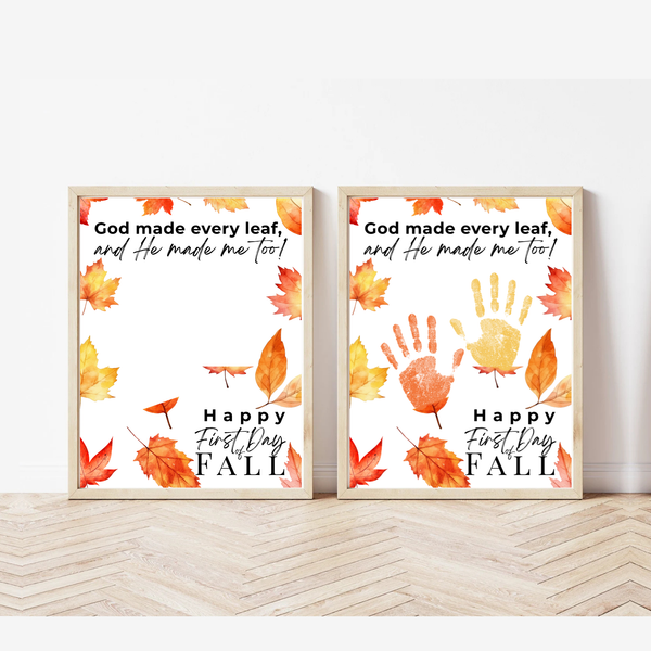 Christian First Day of Fall Handprint Craft Printable, Baby's First Fall Keepsake, God Made Every Leaf, Preschool Autumn Activity, Thanksgiving Craft