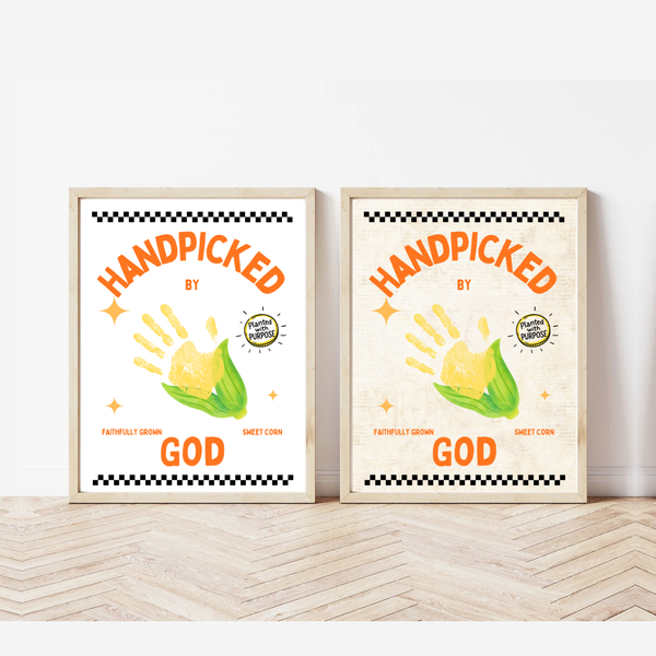 Handpicked by God Corn Handprint Craft | Christian Thanksgiving Printable | Preschool Fall Keepsake
