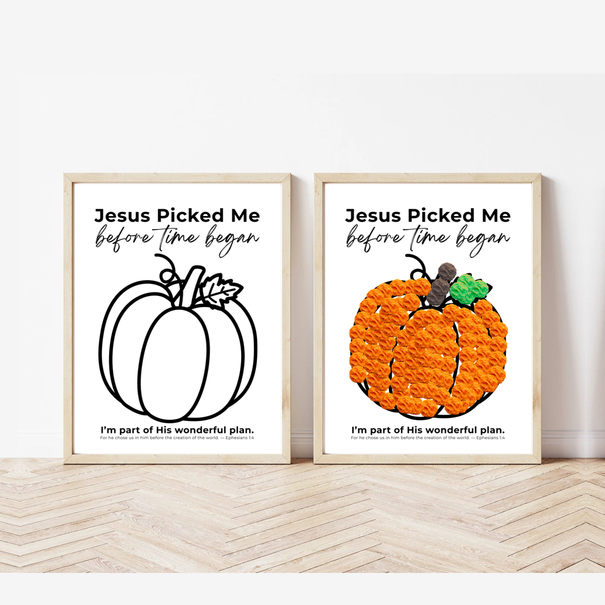 Jesus Picked Me Before Time Began Pumpkin Craft | Christian Fall Printable | Preschool Thanksgiving Activity