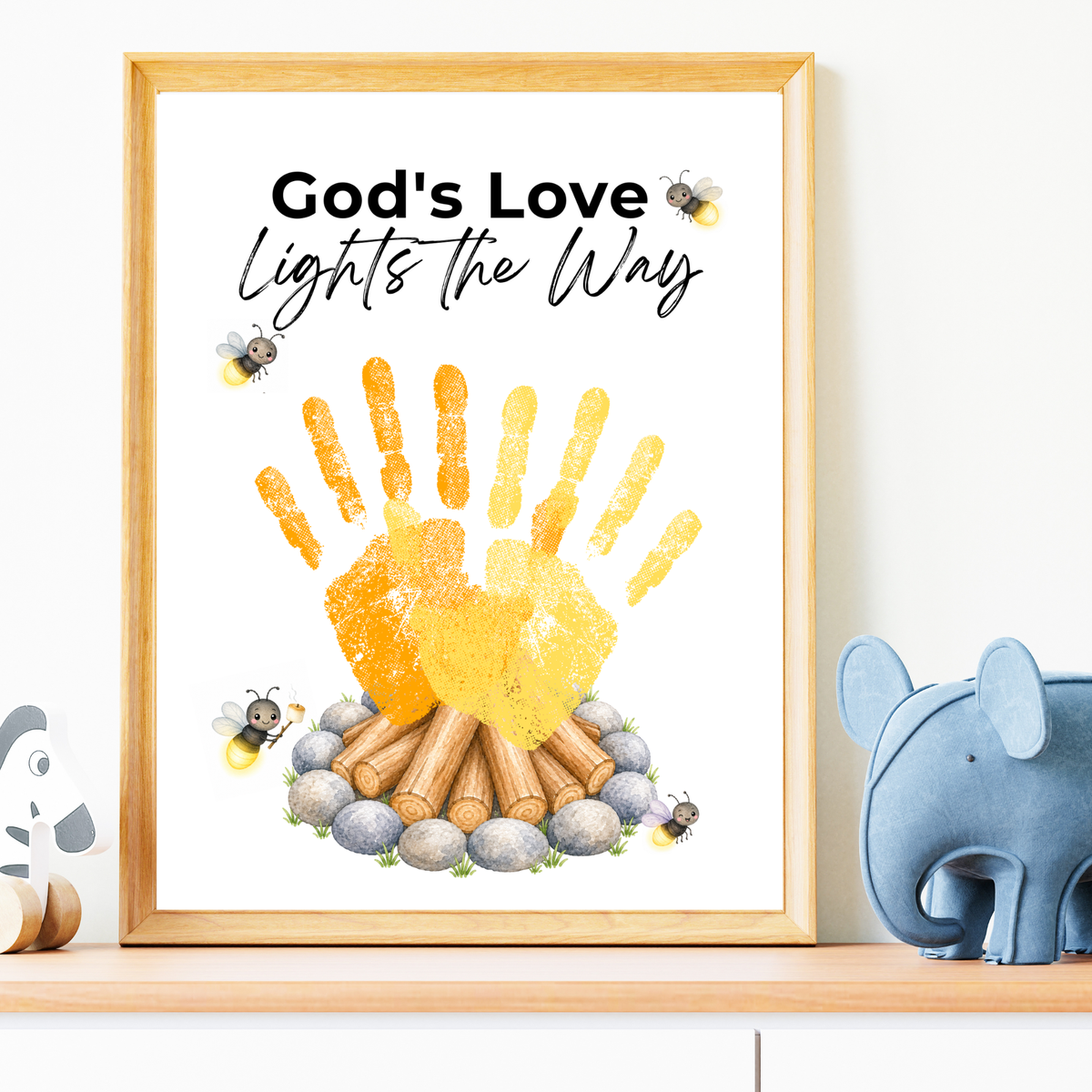 Christian Campfire Handprint Craft Printable | God's Love Lights the Way | Fall & Summer Camp Keepsake | VBS Church Craft for Kids