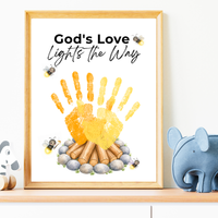 Christian Campfire Handprint Craft Printable | God's Love Lights the Way | Fall & Summer Camp Keepsake | VBS Church Craft for Kids