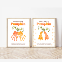 Pumpkin Handprint & Footprint Craft Printable | Our Little Pumpkin Keepsake | Fall Baby Handprint Craft | Preschool Autumn Activity | Digital Download