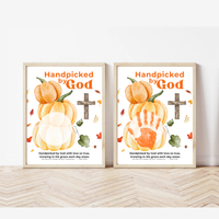 Handpicked by God Pumpkin Handprint Craft | Christian Thanksgiving Printable | Fall Harvest Keepsake