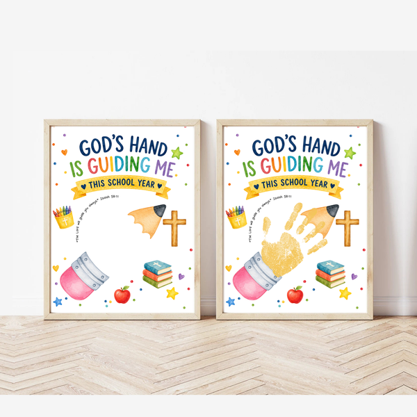 God's Hand Is Guiding Me This School Year Handprint Craft Printable | Christian First Day of School Keepsake