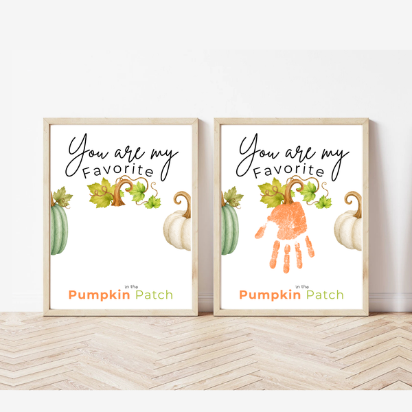 You Are My Favorite Pumpkin in the Patch Handprint Craft Printable, Pumpkin Handprint Keepsake, Baby's First Fall, Preschool Autumn Activity