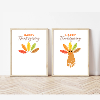 Happy Thanksgiving Footprint Craft Printable, Turkey Footprint Keepsake, Fall Thanksgiving Activity for Kids, Preschool Classroom Craft PDF
