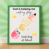 Editable Christian First Day of School Printable | Personalized Back to School Handprint Poster | Psalm 139:16 Classroom Decor | Canva Template