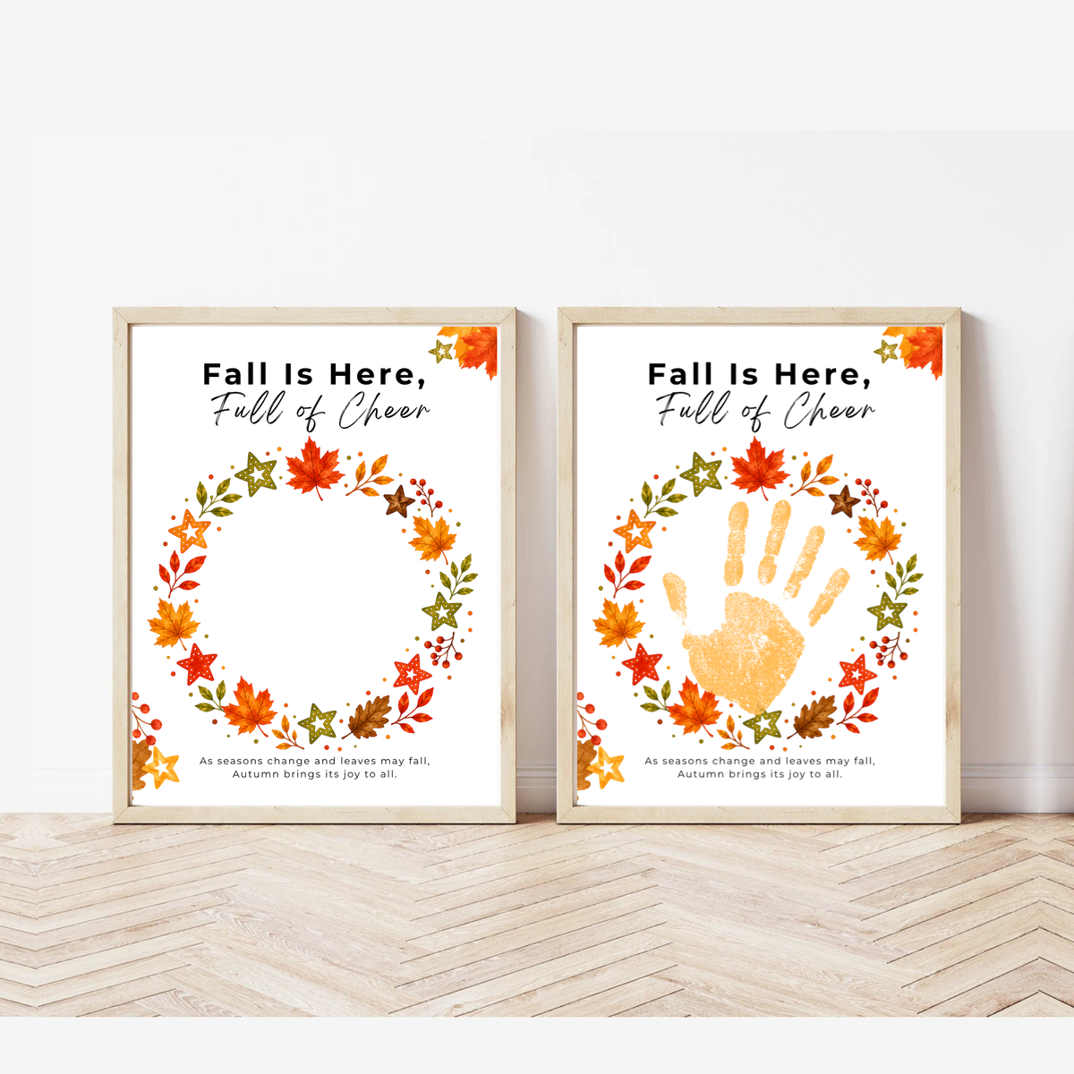 Fall Is Here, Full of Cheer Handprint Craft | Fall Wreath Keepsake | Autumn Printable for Kids