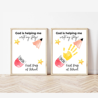 God Is Helping Me Write My Story First Day of School Pencil Handprint Craft | Christian Back to School Printable | Preschool Kindergarten Keepsake PDF