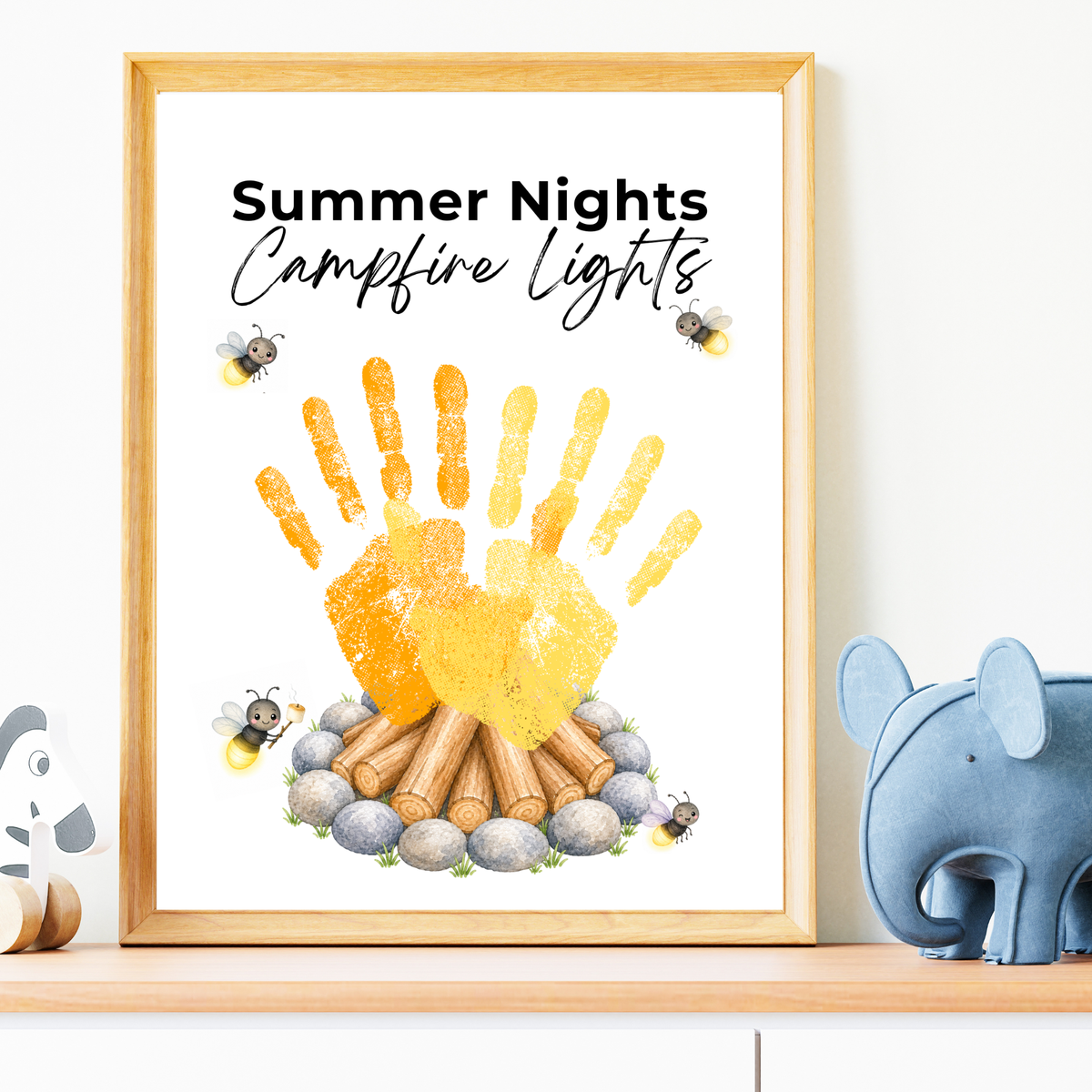 Summer Campfire Handprint Craft Printable | Summer Nights Campfire Lights | Summer Keepsake Activity for Kids | Campfire Handprint Art