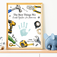 Father Figure Handprint Craft Printable | The Best Things We Build Together Are Memories | Tool-Themed Keepsake Gift from Kids | DIY Father's Day Craft