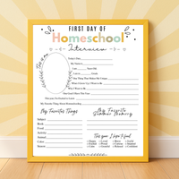 Colorful First & Last Day of Homeschool Interview Printable | Homeschool Memory Book | Back to Homeschool Keepsake | Student Reflection Worksheet