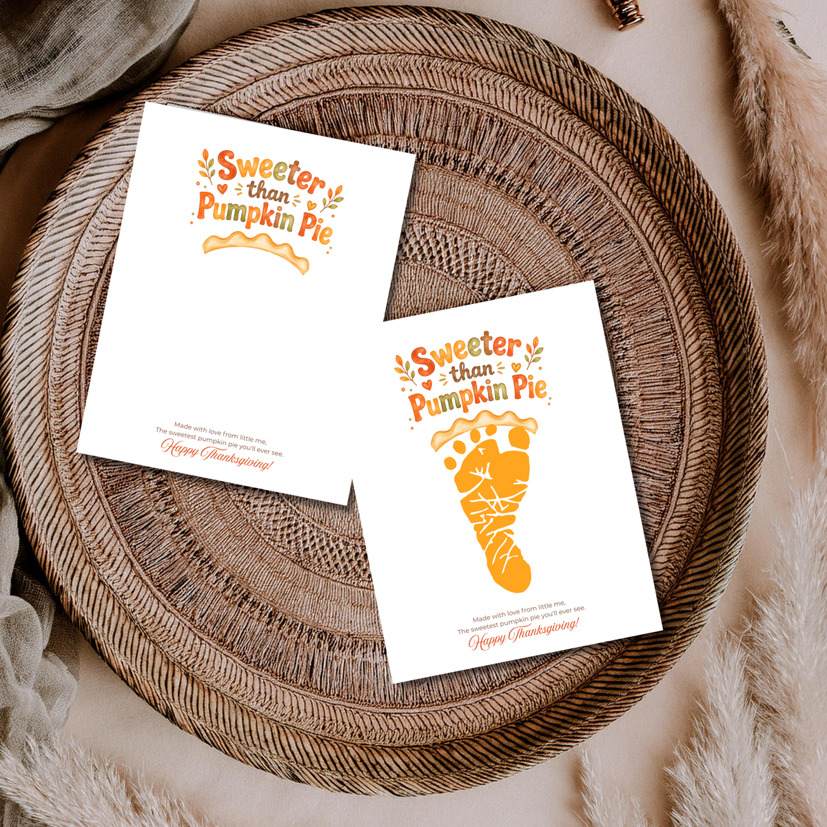 Pumpkin Pie Footprint Craft Printable, Sweeter Than Pumpkin Pie Keepsake, Baby Footprint Art, Thanksgiving Craft for Kids, Fall Printable PDF