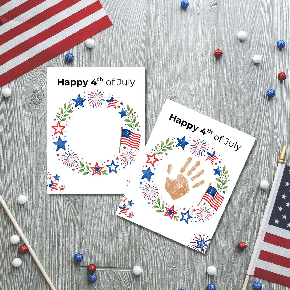 4th of July Handprint Wreath Craft for Kids | Patriotic Preschool & Kindergarten Activity | Independence Day Printable