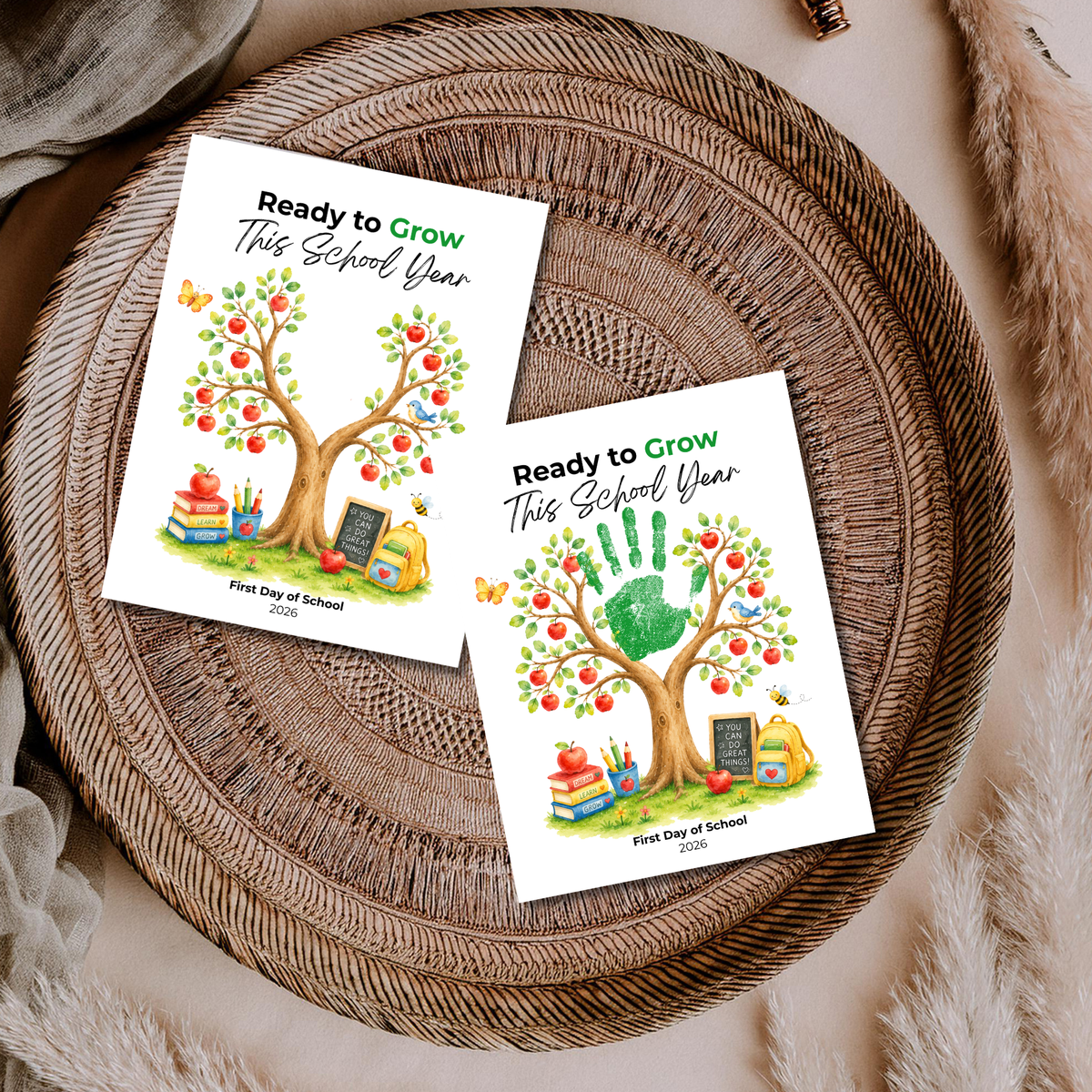 Ready to Grow This School Year Handprint Craft Printable, First Day of School Keepsake, Apple Tree Handprint Activity, Preschool Kindergarten PDF