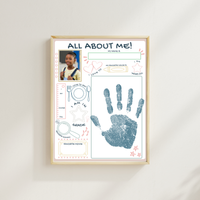 All About Me Handprint Craft Printable | Back to School Keepsake Activity | First Day of School Worksheet | Preschool Kindergarten Memory Page