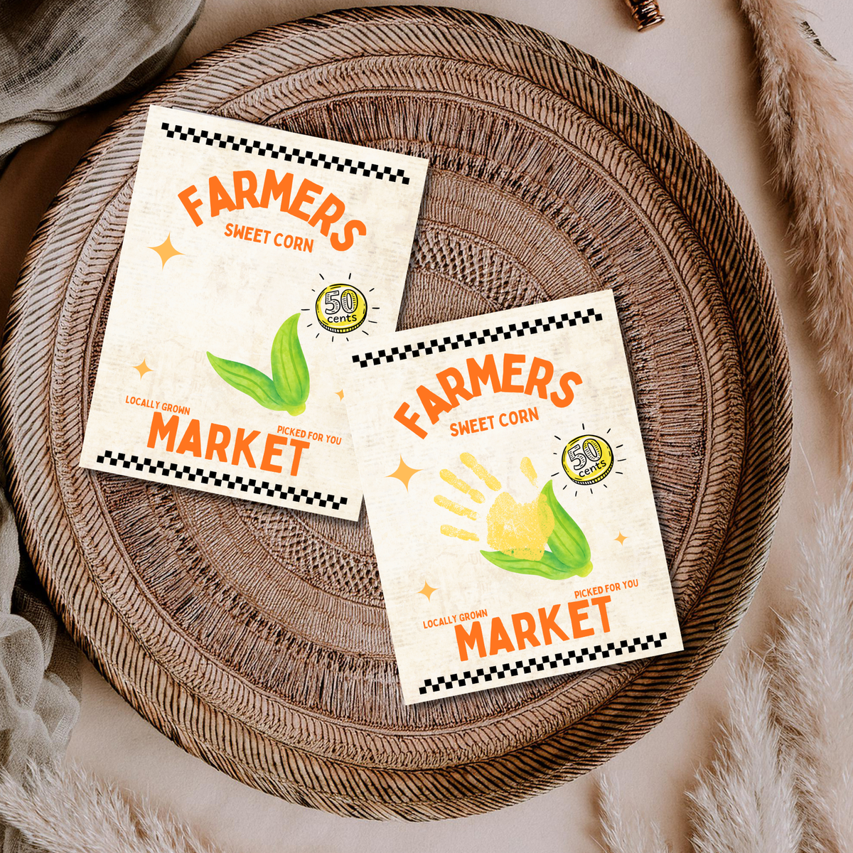 Farmers Market Sweet Corn Handprint Craft Printable, Corn Handprint Keepsake, Fall Harvest Activity, Preschool Kindergarten Thanksgiving PDF