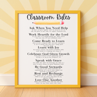 Christian Classroom Rules Printable Poster Set | Bible Classroom Decor | Christian School Rules | Sunday School Wall Art | Homeschool Classroom Poster