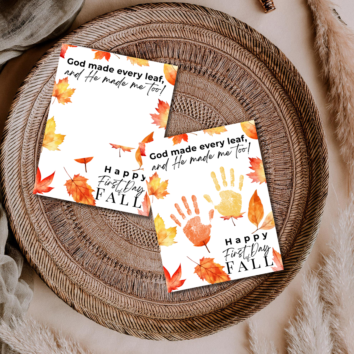 Christian First Day of Fall Handprint Craft Printable, Baby's First Fall Keepsake, God Made Every Leaf, Preschool Autumn Activity, Thanksgiving Craft