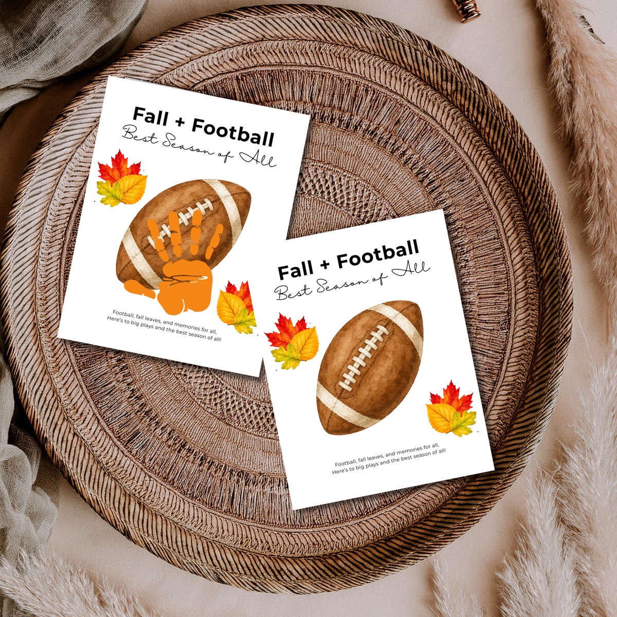 Fall Football Handprint Craft Printable | Fall + Football Best Season of All | Football Keepsake for Kids | Preschool & Classroom Activity