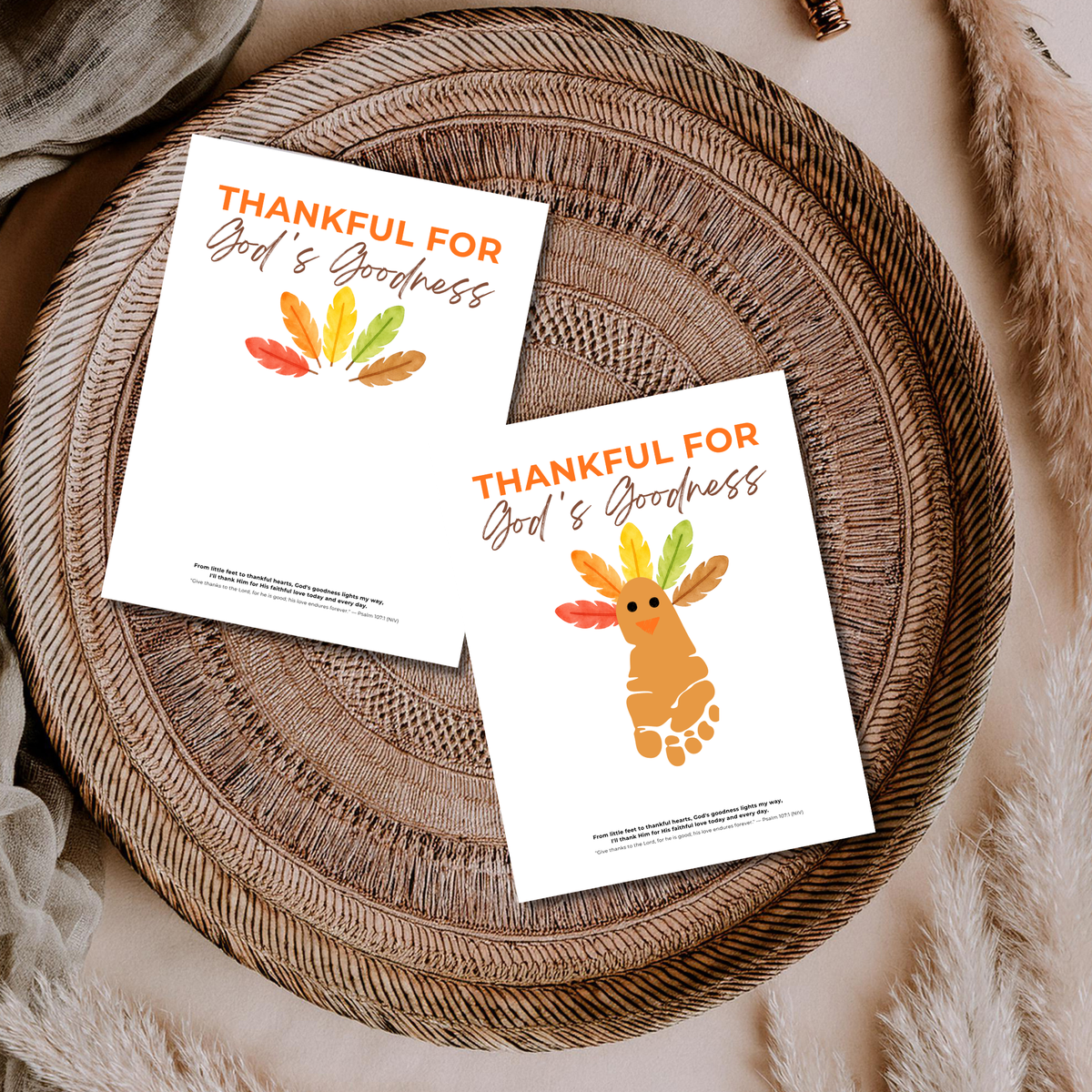 Christian Thanksgiving Footprint Craft Printable, Thankful for God's Goodness, Turkey Footprint Keepsake, Sunday School Thanksgiving Activity PDF